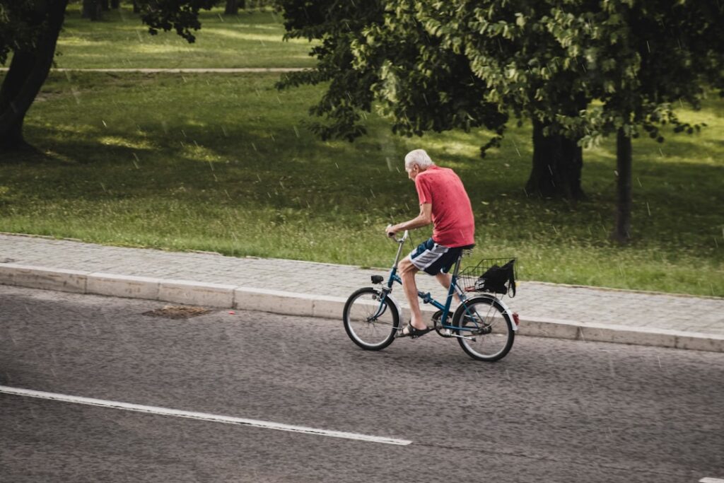 Photo adjusting posture on bike